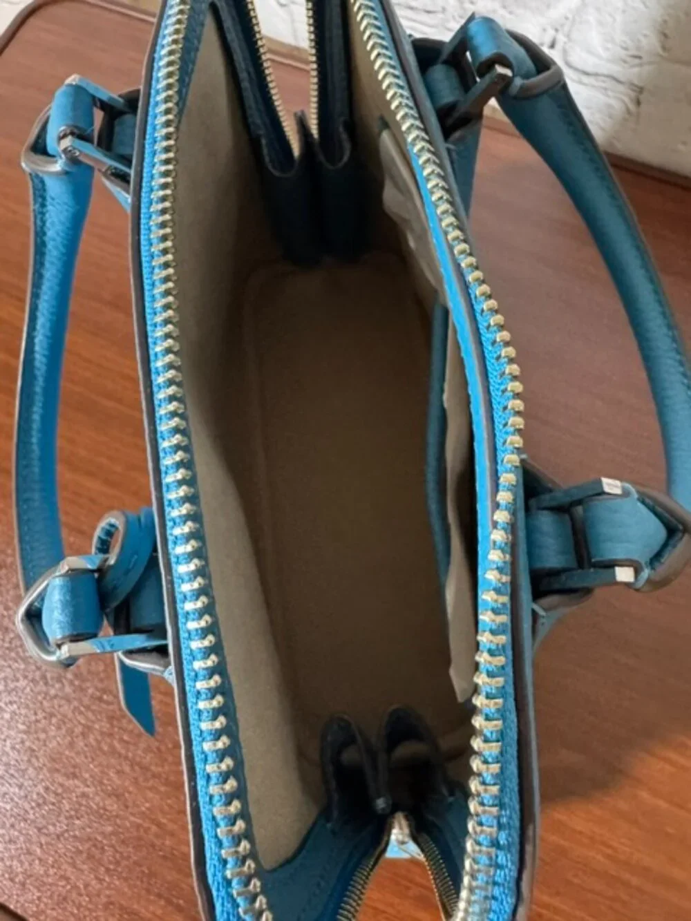 NWOT Tory Burch Mini Swing Satchel Turquoise Blue Pebbled Leather Crossbody